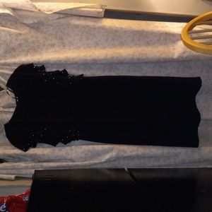 Black scalloped sleeves long dress by.    T Tahari. Back zipper. Sz 12